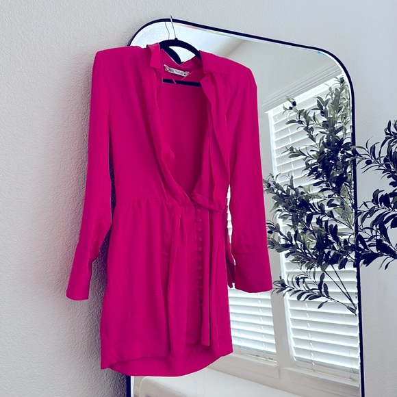 Zara Dresses & Skirts - Zara Pink Satin Mini Dress (M)